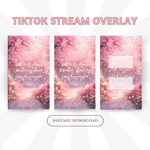 Animated TikTok Live Overlays,Cherry Blassom Tiktok stream,Celestial Pink Tiktok stream aesthetic,Cute Aesthetic scenes alerts,Stream banner