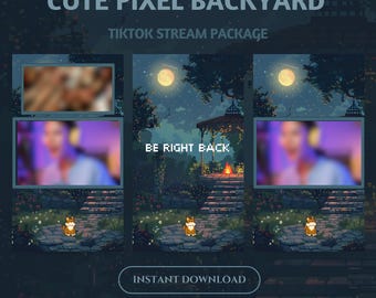 Paquete de superposiciones animadas para streaming de Pixel Backyard, tema de juego Kawaii Dog (descarga digital)
