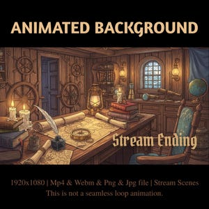 Animated Captain’s Cozy Cabin Twitch Stream Overlay: Nautical Twitch Banners (PDF File)