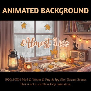 Regnerischer Herbst Studie Animiertes Stream Overlay: Cozy Fall Schreibtisch Twitch, YouTube, Kick (PDF-Datei)