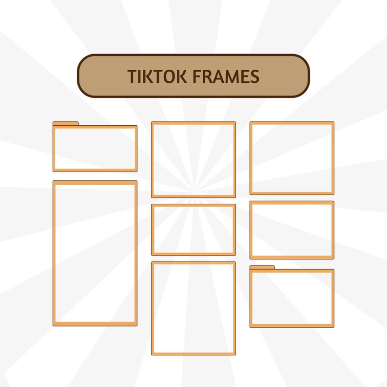 K&ouml;nnte beinhalten: Ein Satz von neun braunen Rahmen mit wei&szlig;em Hintergrund. Die Rahmen sind in einem Raster angeordnet. Der Text "TIKTOK FRAMES" befindet sich oben im Bild.