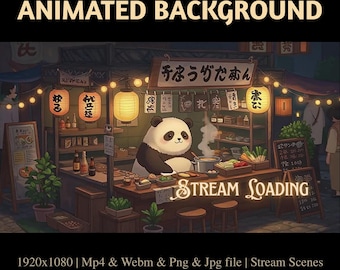 アニメーションパンダラーメンショップストリームオーバーレイ：居心地の良いTwitchバナー（PDFファイル）