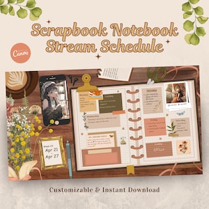 Cottagecore Lofi Stream Schedule: Canva Template (PDF)