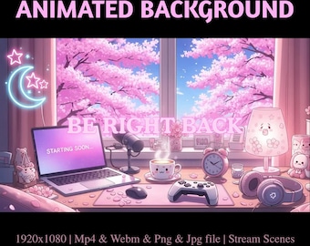 Sakura Stream Desk Animated Overlay: Cherry Blossom Twitch Screens (Digital Download)