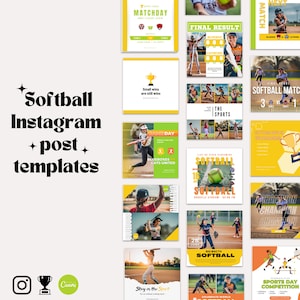 Sports Team Instagram Post Template,Softball Social Media Posts Canva Template,30 High school College team ig posts,Sports Branding,Game Day