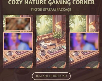 Paquete de superposiciones para transmisiones de juegos Cozy Nature: Escenas animadas (descarga digital)