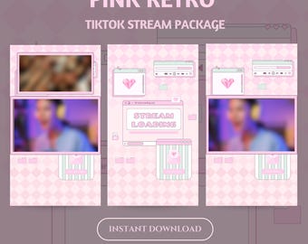 Paquete de superposiciones animadas retro rosa para TikTok (descarga digital)