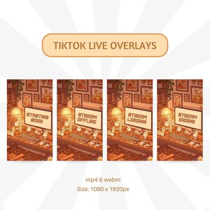Kawaii Halloween Animated TikTok Live Overlays: Orange Ghost Gaming Desk Stream (Digital Download) image 2