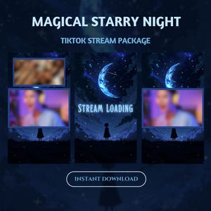 Magical Starry Sky Animated TikTok Live Overlays, Night Sky Tiktok Stream Overlay,Girly Gamer Tiktok Stream,Celestial Night Scenes Alerts