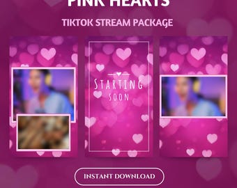 Paquete de superposiciones de TikTok con corazones rosas: Escena animada de San Valentín (descarga digital)