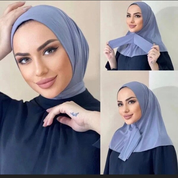 Instant Hijab, Ready To Wear ,Sports Hijab, Scarf ,Jersey Hijab,Headscarves/Solid Color Front Tied Hijab /Ninjacap/underscarf