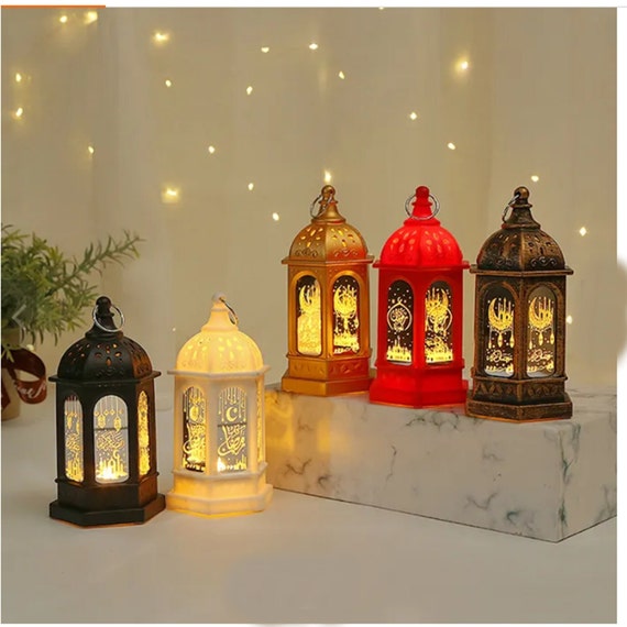 Eid Mubarak Muslim LED Night Light Ramadan Lantern Lamp Home Table Decor  Gifts/moroccan Style Candle Lantern Ramadan Lantern Lamp LED Lights 