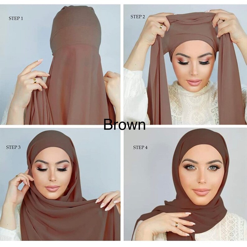 instant chiffon hijab with cap