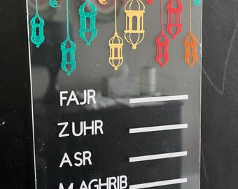 Reusable Acrylic Salah Tracker for Muslim Kids, Islamic Prayer Chart