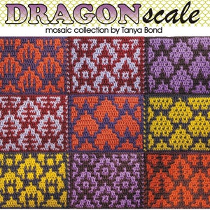Dragon Scale Mozaïekcollectie - PDF Haakpatroon van Tanya Bond schriftelijke instructies, kaarten en foto's overlay haaktutorial digitaal