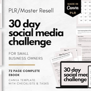 Master Resell Rights Fully Written eBook | 30 Day Social Media Challenge | Canva Template | Tasks | Lead Magnet | PLR Complete eBook