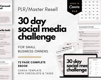 Master Resell Rights Fully Written eBook | 30 Day Social Media Challenge | Canva Template | Tasks | Lead Magnet | PLR Complete eBook