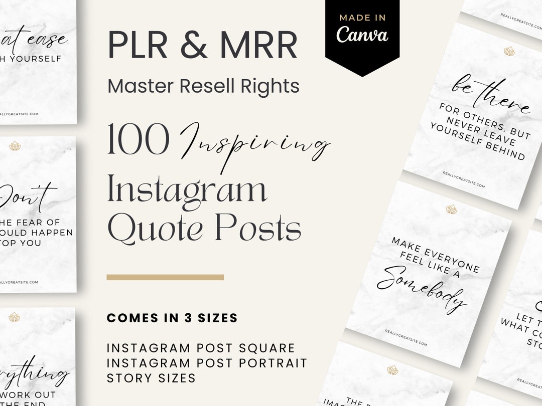 Master Resell Rights 100 Inspirational Quote Instagram Canva Templates ...