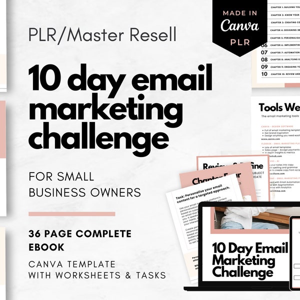 10 Tage E-Mail Marketing Challenge | Master Resell Right Vollständig Geschrieben eBook | Canva Vorlage | Blei Magnet | PLR Komplettes eBook