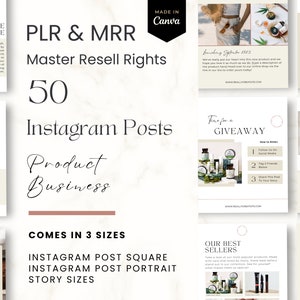 PLR Master Resell Rights 50 Product Business Instagram Canva Templates | MRR Template | Resell License