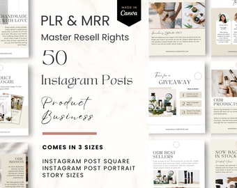 PLR Master Resell Rights 50 Product Business Instagram Canva Templates | MRR Template | Resell License