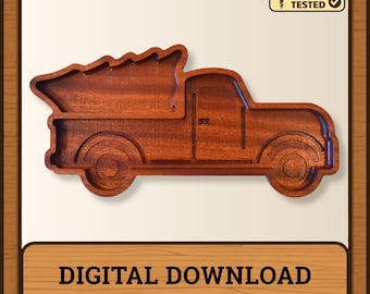 CNC Files for Christmas Candy Tray, Truck & Tree Design, Perfect for DIY Holiday Decor, Unique Christmas Gift Idea