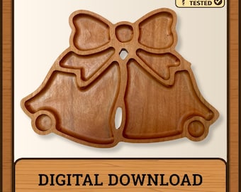 Silver Bells tray file - digital files ONLY - svg dxf ai eps pdf - designed for CNC router - Instant download - Christmas dish for party