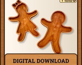 Gingerbread Man & Girl Tray CNC File – Holiday Party Decor (Digital Files)