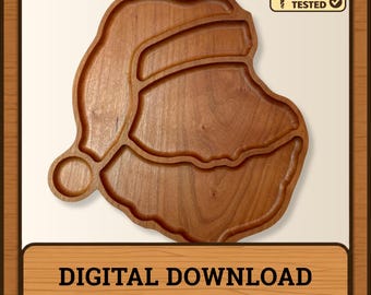 Santa Claus tray file - digital files ONLY - svg dxf ai eps pdf - designed for CNC router - Instant download - Xmas dish for party St Nick