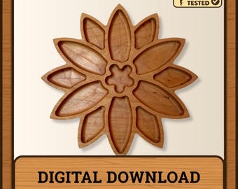 Poinsettia tray file - digital files ONLY - svg dxf ai eps pdf - designed for CNC router - Instant download - Christmas dish for party