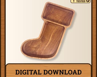Stocking tray file - digital files ONLY - svg dxf ai eps pdf - designed for CNC router - Instant download - Christmas dish for party