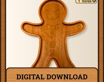 Gingerbread Man Tray CNC file (svg, dxf, ai, eps, pdf Digital Download)