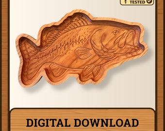 Largemouth Bass CNC Tray File | Wildlife Fishing Bowl Design (Digital Download)