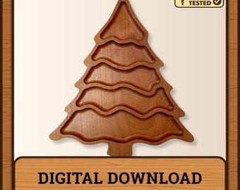 Christmas Tree tray file  - digital files ONLY - svg dxf ai eps pdf - designed for CNC router - Instant- Great gift for entertaining