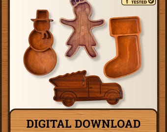 Christmas Tray CNC Router Files, Holiday Designs (Digital Download)