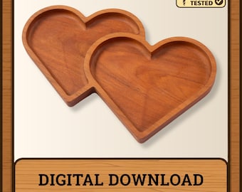 Valentines Day double heart tray digital files - svg dxf ai eps pdf - designed for CNC router - Instant download