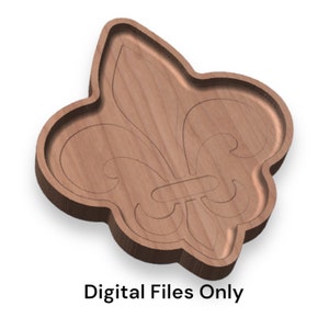Archivos digitales de bandeja Fleur de Lis de Mardi Gras - svg dxf ai eps pdf - diseñados para enrutador CNC - Descarga instantánea