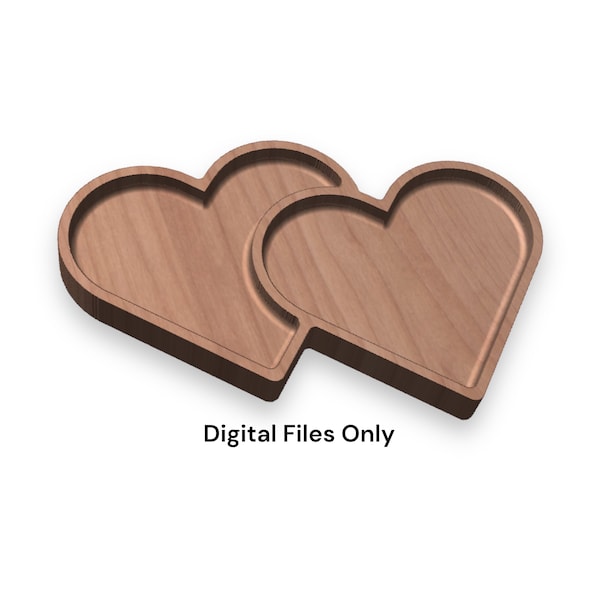 Valentines Day double heart tray digital files - svg dxf ai eps pdf - designed for CNC router - Instant download