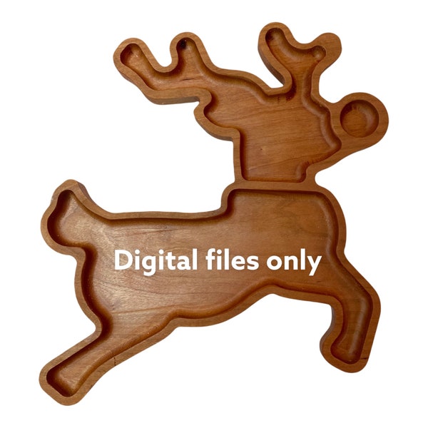 Reindeer tray file - digital files ONLY - svg dxf ai eps pdf - designed for CNC router - Instant download - Christmas dish for party Rudolph