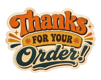 Retro Thank You for Your Order Sticker, Vintage 70s Style Packaging Label, Small Business Shipping Sticker, 28 Stickers