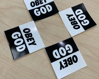 Obey God Vinyl Sticker | Christian Faith Reminder | Waterproof Devotional Sticker for Bible, Journal, Water Bottle | 4 Pack