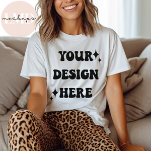 Comfort Colors 1717 Mockup|Comfort Colors White Shirt|Tshirt Mockup|White Shirt Mockup | Model Studio Mockup|Boho Trendy Mockup|Female Mock
