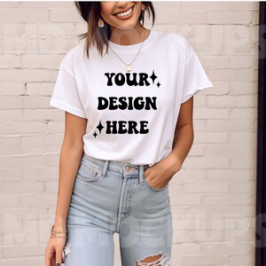 Bella Canvas 3001 Mockup Bella Canvas White Shirt | Woman Tshirt Mockup|White Shirt Mockup|Model Mockup|Summer Shirt Mock|Summer Mock