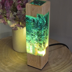Resin Lamp, Table Lamp, Resin Night Light, Epoxy Lamp, Wood Resin Lamp, Resin Art Lamp, Epoxy Resin Art, Gift for Her, Bedside Lamp, Resin