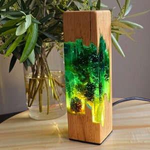 Resin Lamp, Table Lamp, Resin Night Light, Epoxy Lamp, Wood Resin Lamp, Resin Art Lamp, Epoxy Resin Art, Gift for Her, Bedside Lamp, Resin