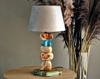 Wood Table Lamp | Bedside Lamp | Wood Base Lamp | Decorative Lamp | Wood Lamp | Wood Lampshade | Epoxy Resin Lamp | Table Lamp | Resin light