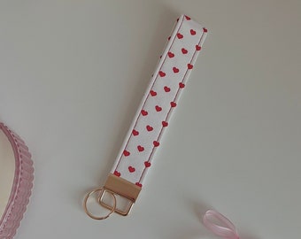 Red Heart Keychain - Handmade Keychain - Handmade Wristlet - Coquette Wristlet - Heart Wristlet- Coquette Aesthetic