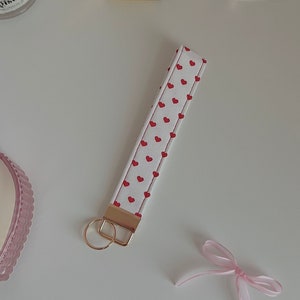 Red Heart Keychain - Handmade Keychain - Handmade Wristlet - Coquette Wristlet - Heart Wristlet- Coquette Aesthetic