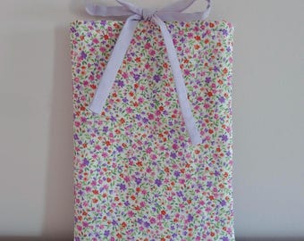 Floral Book Sleeve: Padded Cotton Book Cover