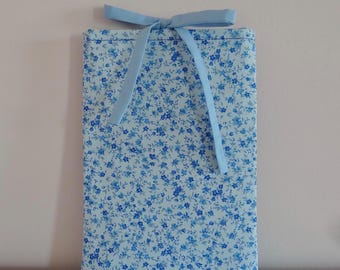 Blue Floral Book Sleeve: Cotton Book/Kindle Cover